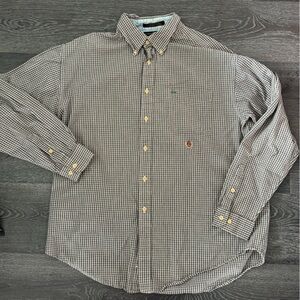Tommy Hilfiger Blue and White Checked Button-Down Shirt vintage